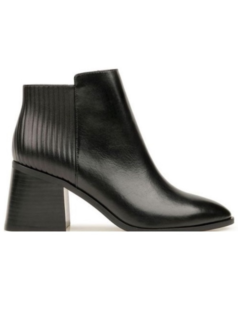 Zac Posen Tenesha Black Leather Heeled Ankle Boot, Rainbow Zipper, Pointed Toe